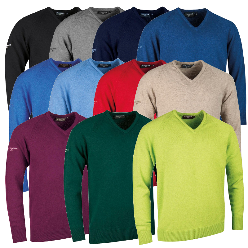 Glenmuir Mens Leven V Neck Lambswool Plus Golf Sweater